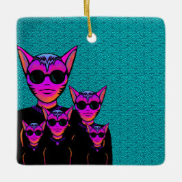 Feline character julgransprydnad keramik