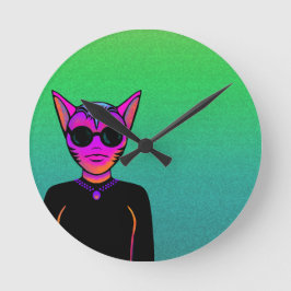 Feline character rund klocka