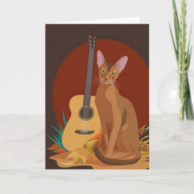Feline & Folk Music Greeting Card Kort (Framsida)