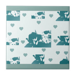 Feline Friends. Adorable Kitten Duo. Kakelplatta