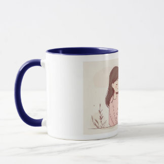 "Feline Friendship" Ceramic Mug - White with Blue Mugg