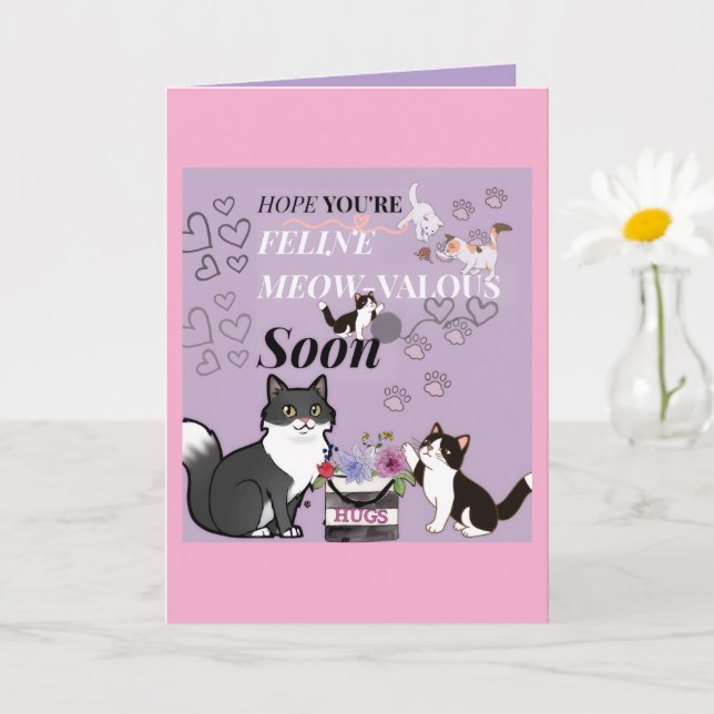 FeLine Meow-valous  get well card Kort (Liten växt)