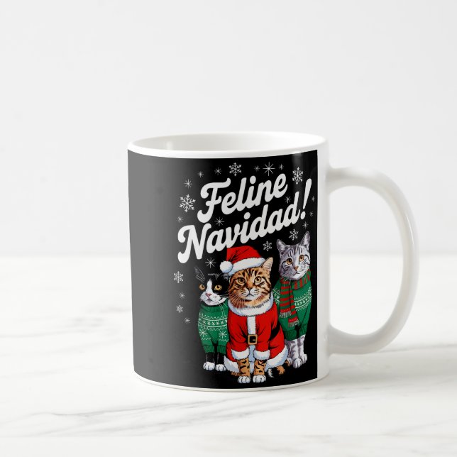 Feline Navidad Funny Cat Christmas Holiday Xmas Sa Kaffemugg (Höger)