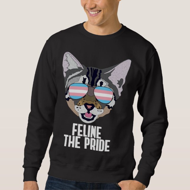 Feline The Pride  Cat Trans Pride Lång Ärmad Tröja (Framsida)
