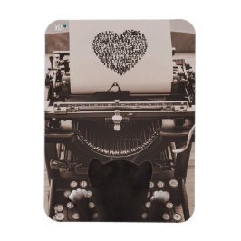 Felini Cat Typing Valentines hjärta - Magnet