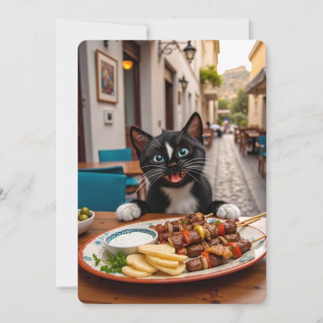 Felini Enjoys Grekiska Cuisineet Inbjudningar (Framsida)