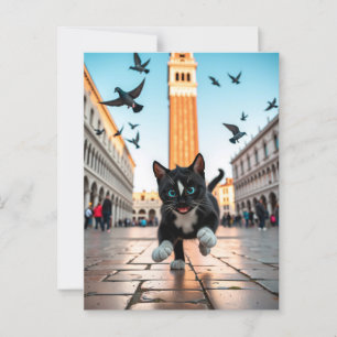 Felini vs. Pigeons: A Venetian Chase Vykort