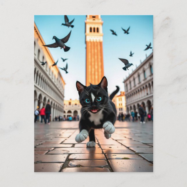 Felini vs. Pigeons: A Venetian Chase Vykort (Framsida)