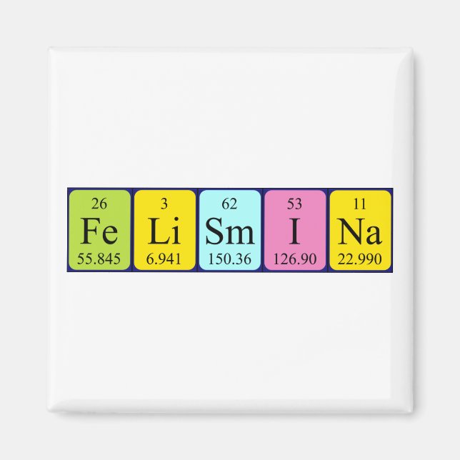 Felismina periodiskt återkommande bord namn magnet (Framsidan)