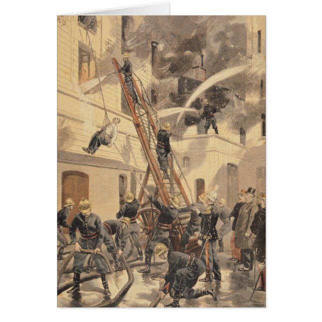 Felix Faure med brandmännen Hälsningskort (Framsidan)