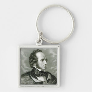Felix Mendelssohn 2 Fyrkantig Silverfärgad Nyckelring