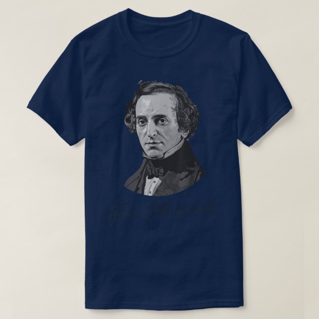 Felix Mendelssohn porträtt, musikkompositör klassi T Shirt (Design framsida)