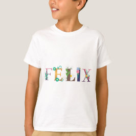 FÉLIX Namn Art med blommor broderade T Shirt