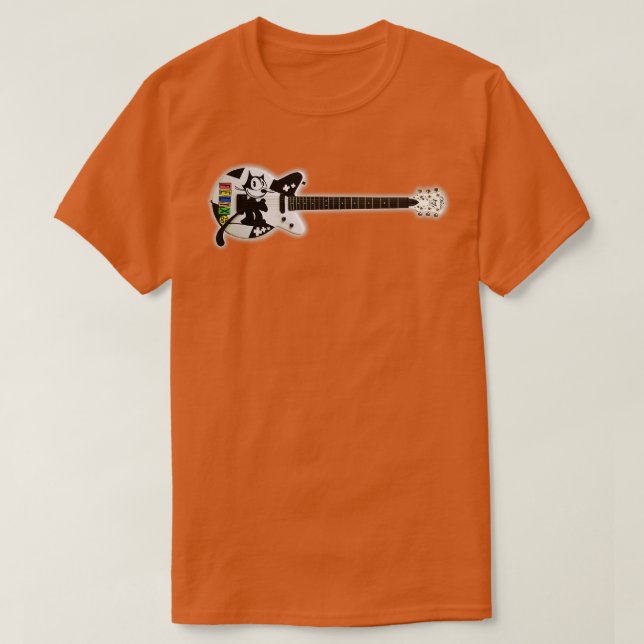 Felix the Cat Guitar TShirt T Shirt (Design framsida)
