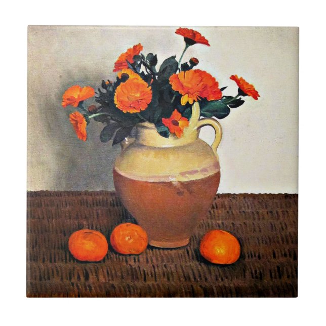 Felix Vallotton art, Marigolds och Tangerines Kakelplatta (Framsidan)