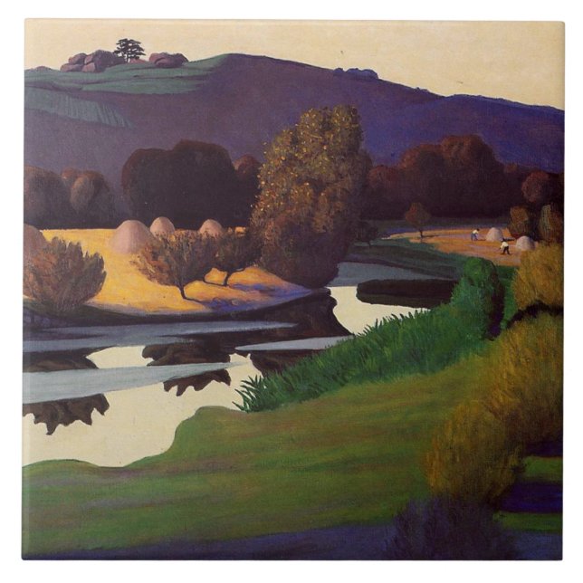 Felix Vallotton - Evening på Loire Kakelplatta (Framsidan)