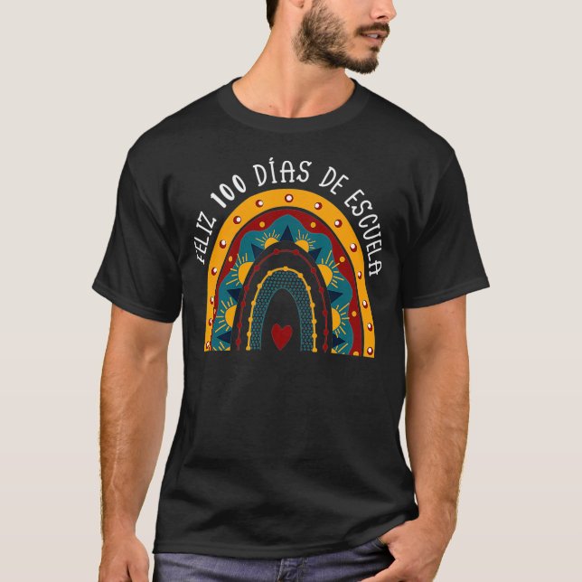 Feliz 100 Dias de Escuela de spanska 100 dagar av T Shirt (Framsida)