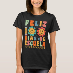 Feliz 100 Dias De Escuela Groovy 100 dagar spanska T Shirt