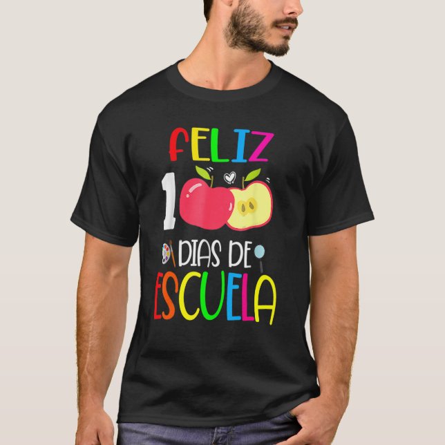 Feliz 100 Dias de Escuela Spain 100 dagar av Scho T Shirt (Framsida)