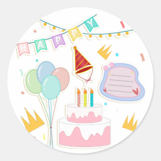 Feliz Aniversário Grattis på födelsedagen Runt Klistermärke