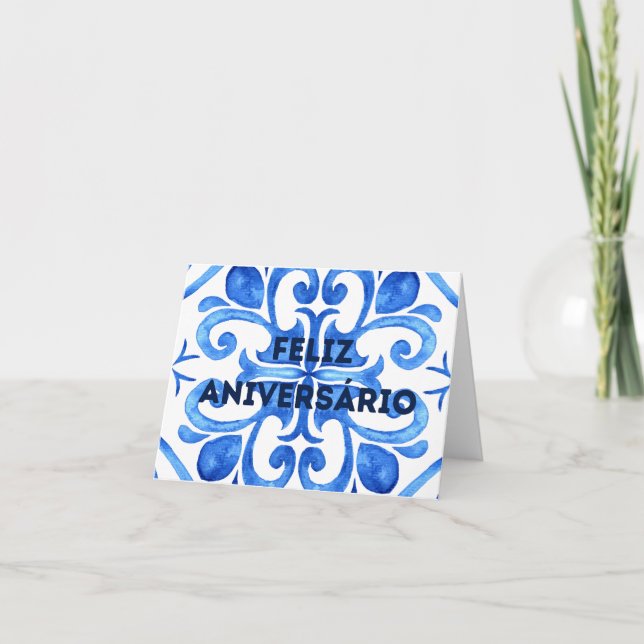 Feliz Aniversário, Portugisiska grattis på födelse Kort (Framsida)