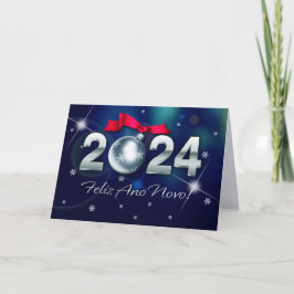 Feliz Ano Novo 2024. Nytt årskort på portugisiska Helgkort
