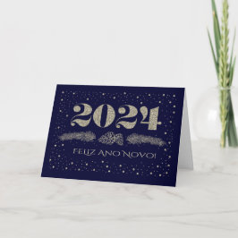 Feliz Ano Novo 2024. Nytt årskort på portugisiska Helgkort