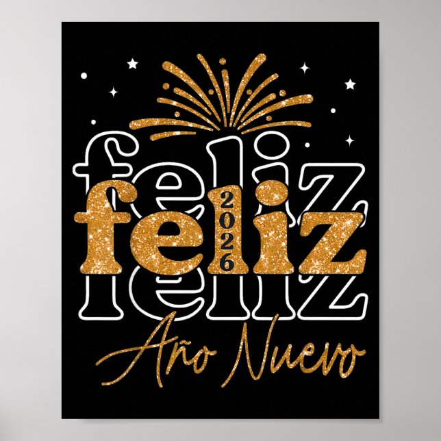 Feliz Año Nuevo 2026 Spanish New Years Eve Party  Poster (Framsidan)
