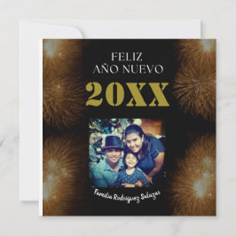 Feliz Año Nuevo Elegant Calligraphy Script Photo Kort