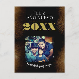Feliz Año Nuevo Elegant Calligraphy Script Photo Vykort