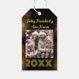 Feliz Año Nuevo Modern Calligraphy Script Photo Presentetikett