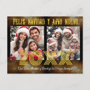 Feliz Año Nuevo Modern Calligraphy Script Photo Vykort