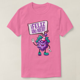 Feliz Año Nuevo Uvas Spanska Gott nytt år Rosa T Shirt