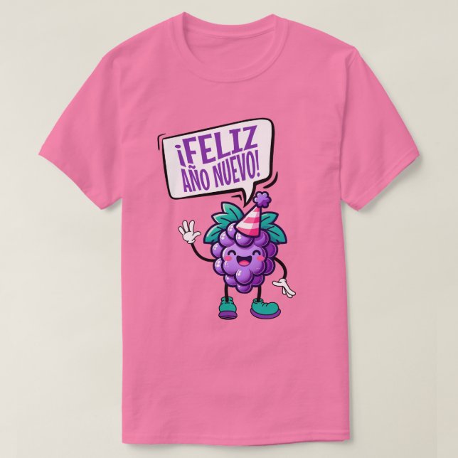 Feliz Año Nuevo Uvas Spanska Gott nytt år Rosa T Shirt (Design framsida)