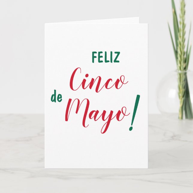 Feliz Cinco de Mayo Grönt White Red Script Brush Kort (Framsida)