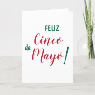 Feliz Cinco de Mayo Grönt White Red Script Brush Kort