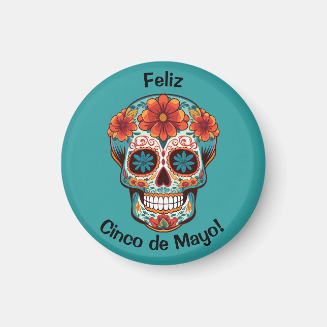 Feliz Cinco de Mayo! Socker Skull Magnet (Framsidan)
