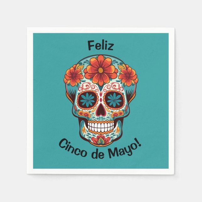 Feliz Cinco de Mayo! Socker Skull Pappersservett (Framsidan)