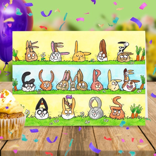 Feliz Cumpleaños Bunnies Greeting Card Tack Kort (Skapare uppladdad)