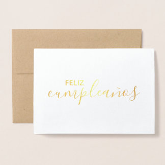 Feliz Cumpleaños Elegant Spanish Happy Birthday Folierat Kort