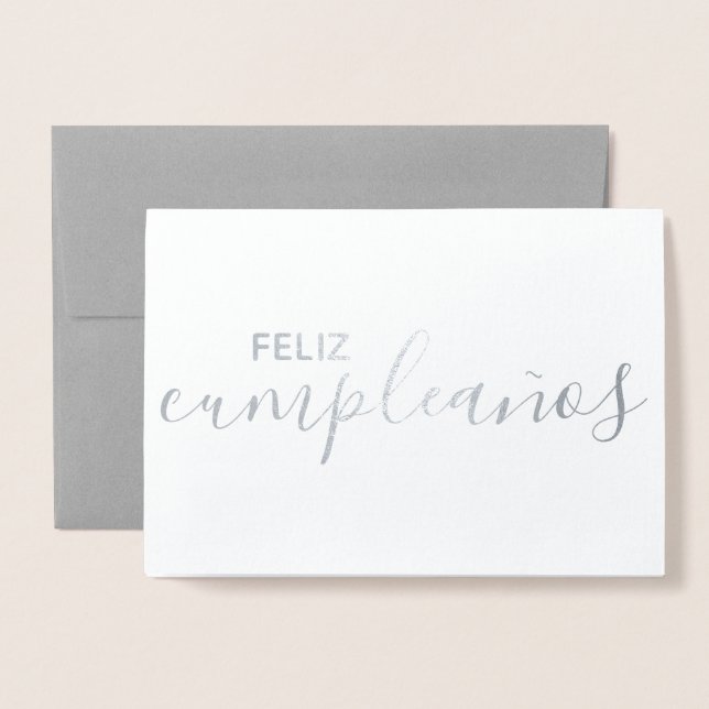 Feliz Cumpleaños Elegant Spanska Grattis på födels Folierat Kort (Framsida med kuvert)