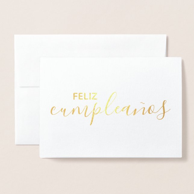 Feliz Cumpleaños Elegant Spanska Grattis på födels Folierat Kort (Framsida med kuvert)