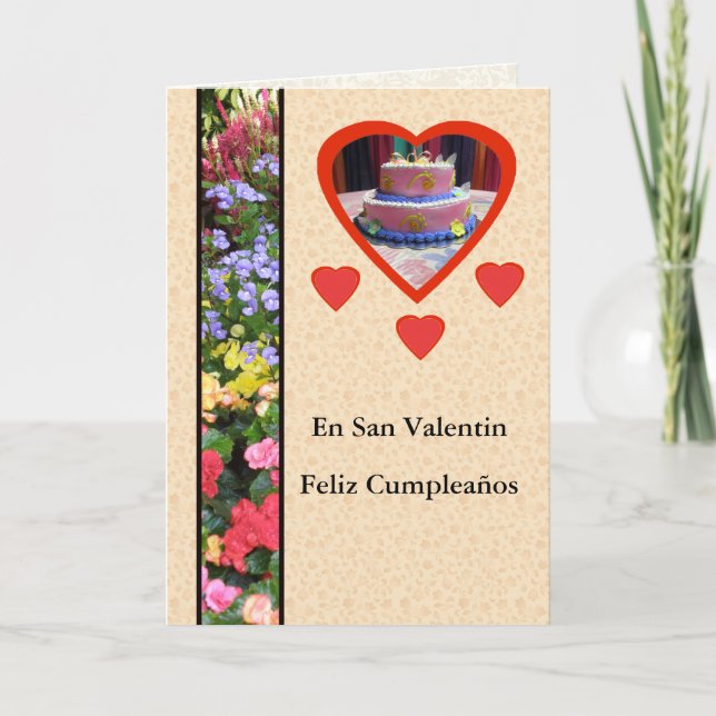 Feliz Cumpleaños en-diameter San Valentin Femenino Kort (Framsida)