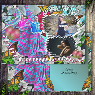 Feliz Cumpleanos Flowers & Butterflies PV01 Kort