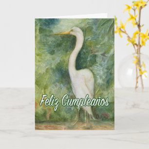 Feliz Cumpleaños Garza blanca Egret Spain B Day Kort