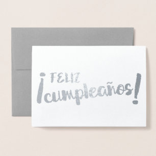 Feliz Cumpleaños Grattis på födelsedagen Brush Folierat Kort
