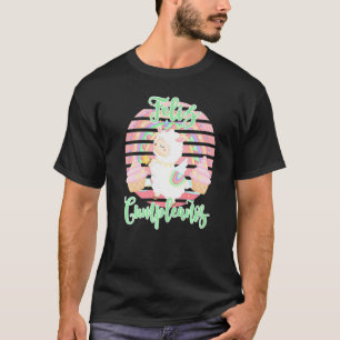 Feliz Cumpleanos Grattis på födelsedagen Llama med T Shirt