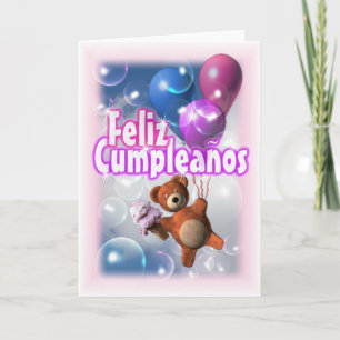 Feliz Cumpleanos Grattis på födelsedagen Nalle Bal Kort