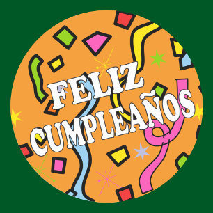 Feliz Cumpleanos Grattis på födelsedagen på spansk Runt Klistermärke
