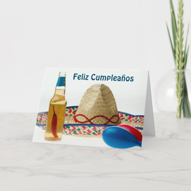 FELIZ CUMPLEANOS-GRATTIS PÅ FÖDELSEDAGEN SPANSKA KORT (Framsida)